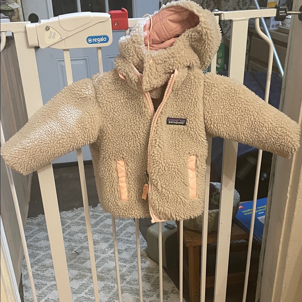Patagonia Sherpa Fleece Baby Jacket - Cream and Pink